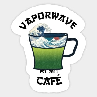 Vaporwave Aesthetic Great Wave Off Kanagawa Cafe Coffee Tea Sticker